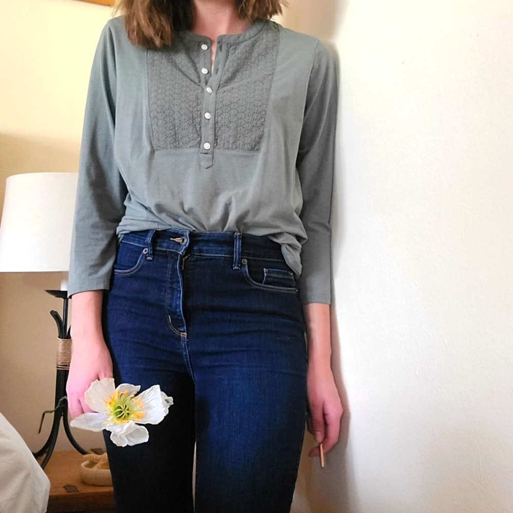 Olive Green Peasant Top